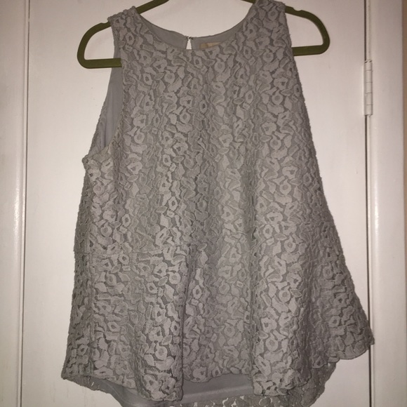 LOFT Tops - LOFT XL Silver Lined Lacey Peplum Blouse